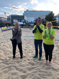 Beach-Volleyballturnier der tandem BTL, Impressionen, Siegerehrung mit Geschäftsführung
